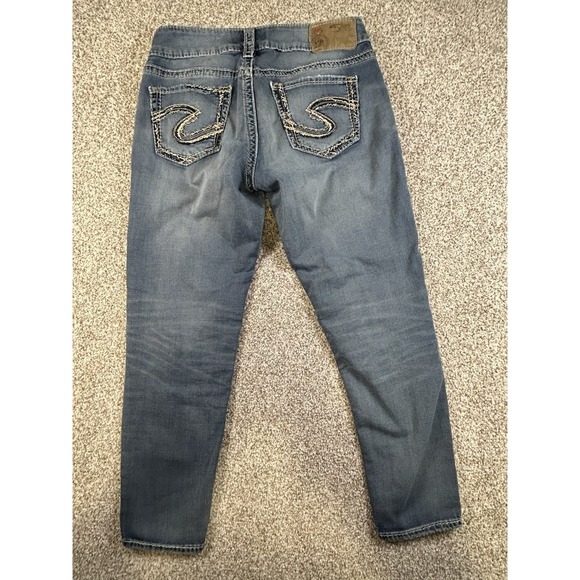 Silver Jeans Suki Capri Pockets Distressed Light Blue Size W26 L24 Womens - Picture 11 of 12
